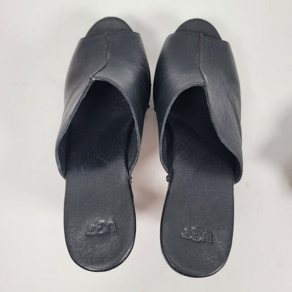 UGG Skyler Women's Black Leather Platform Heel Clogs 1004579 US Size 9 - Picture 5 of 9